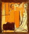 Confidences Deux femmes carton pour une tapisserie 1934 Cubism